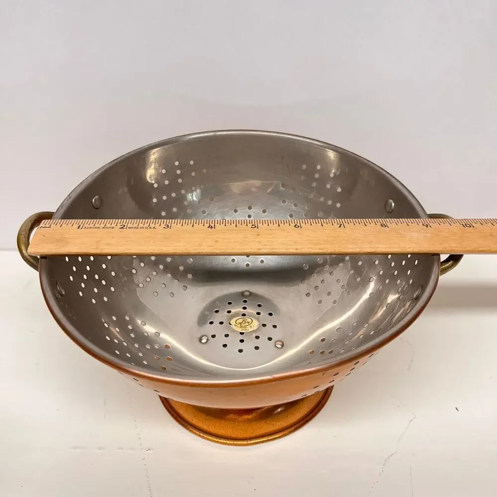 Vintage Copper Brass Colander Strainer Collectible Kitchen Copper